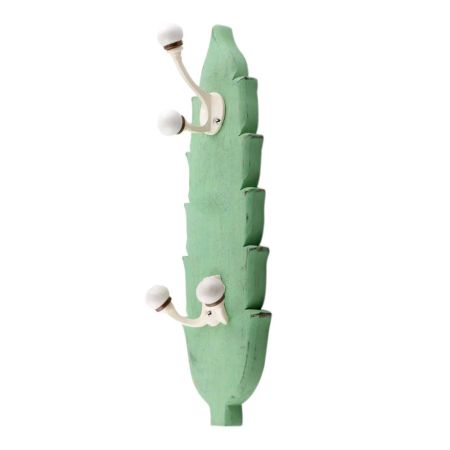 Green And Cream Double Loop Ceramic Iron Wooden Hooks